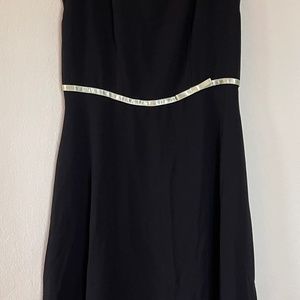 Dress Barn Flirty Black lined Dress with slim Green Waist Band, Size 8